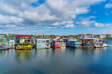 Obraz premium Fisherman's Wharf, a popular marine destination in Victoria, Canada