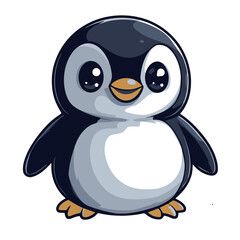 Obraz premium Cute sliding penguin icon in simple flat cartoon design ideal for various applications