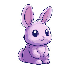 Fototapeta premium Cute flat cartoon icon of a stuffed bunny isolated in a simple design with a soft purple color and large expressive eyes