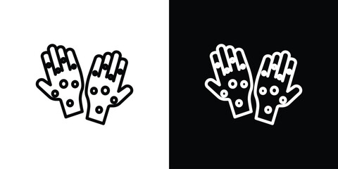 Rash hand icons in line style. Editable black and white strokes