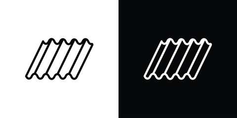Roof tile icons in line style. Editable black and white strokes