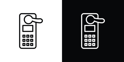 Smart lock icons in line style. Editable black and white strokes