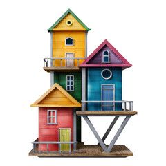 Playful charming modern modular home design prominent miniature house stacked with others an architectural model