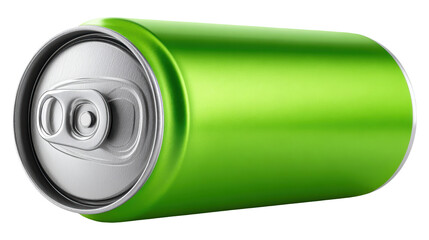 Green aluminum can holding beverage. modern, energizing drink promises cool refreshment and invigoration
