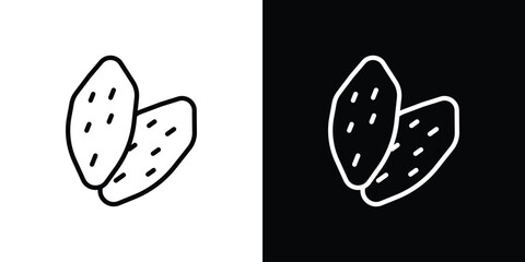 Sweet potato icons in line style. Editable black and white strokes