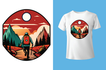 mountain morning typography t shirt design vector, mountain hunting t shirt design vector, new typography t shirt design vector, hiking t shirt design vector, minimalist t shirt design, modern, unique