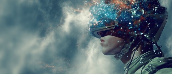 Virtual reality headset immersive digital experience futuristic technology concept
