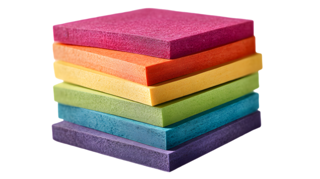 Stack of Rainbow Colored Sticky Notes - Office Supplies, Stationery, Colorful Note Pads