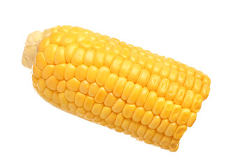 Cut fresh corn cob on white background