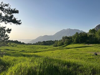 Obraz premium landscape with mountains and blue sky