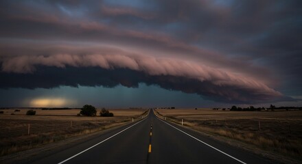 Naklejka premium Dramatic Storm Clouds Over a Straight Highway