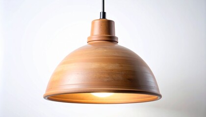 Unglazed Clay Pendant Light Shade on White Background