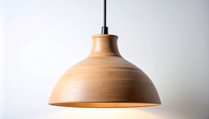 Unglazed Clay Pendant Light Shade on White Background