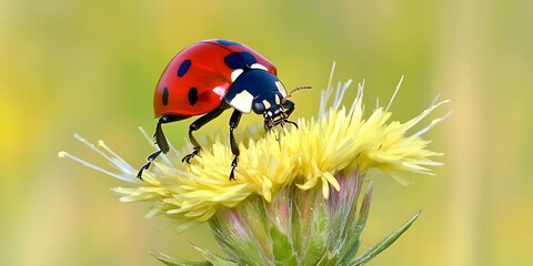 Macro Photography of Ladybug on Yellow Flower