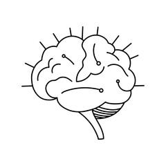 Digital-style brain lineart with minimal connected nodes.