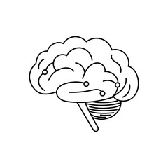 Clean modern icon of brain with connecting elements.