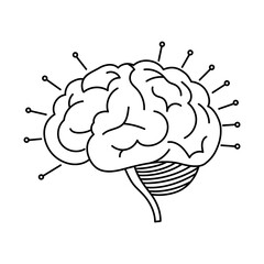 Outlined neural system brain, minimal digital symbol.