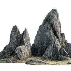 pointed rocks in the mountain isolated on transparent or white background. A high resolution PNG image of pointed rocks in the mountain.