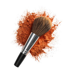 make up brush and powder isolated on transparent or white background. A high resolution PNG image of make up brush and powder.