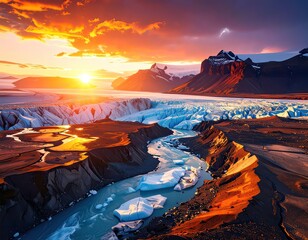 Stunning Glacier Landscape at Sunset