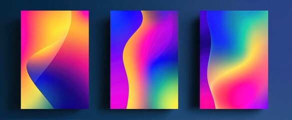 Fototapeta premium Music poster design background vector set. Electro Sound Cover template with vibrant abstract gradient geometric shape. Ideal design for social media, flyer, party, music festival, club. High quality