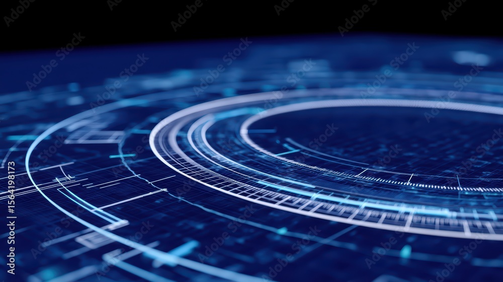 Poster futuristic abstract technology background with circular patterns and glowing elements for digital me