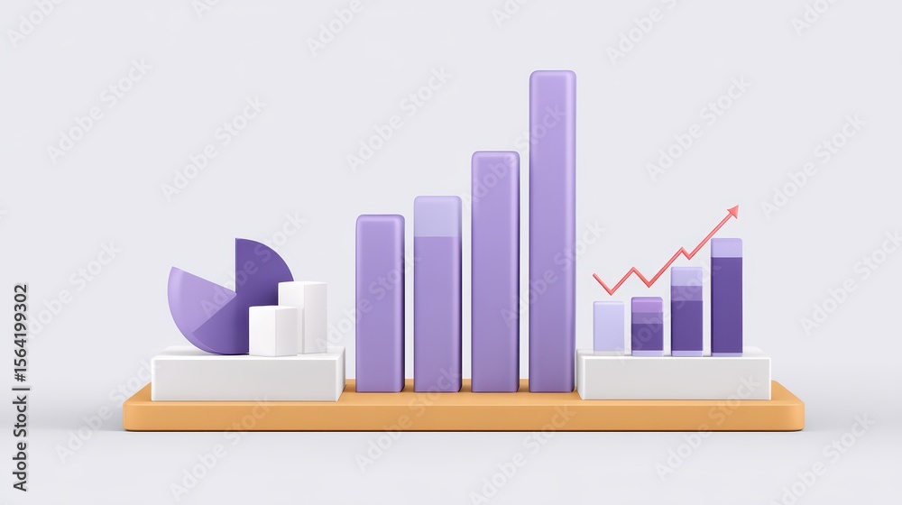 Poster modern data visualization with colorful graphs and charts representing growth and progress in busine