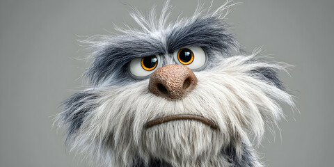 Naklejka premium Fluffi the Whimsical Furball Creature, ai generated.