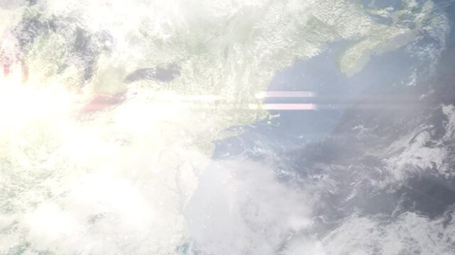 Earth zoom in from space and focus on Bridgeport, Connecticut, USA. Background for travel intro or blog. Satellite view. 3D style Animation. Images from NASA.