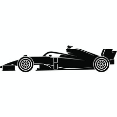 Obraz premium Sleek black silhouette of a modern formula one racing car viewed from the side