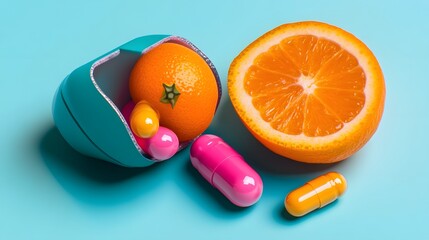 Vibrant Orange Slices Capsules Healthy Lifestyle Vitamins
