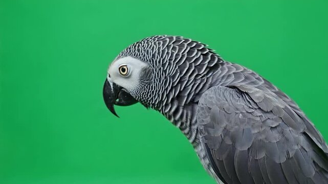 Gray parrot profile closeup