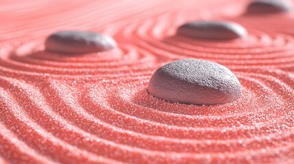 Serene Coral Sand Zen Garden with Grey Stones