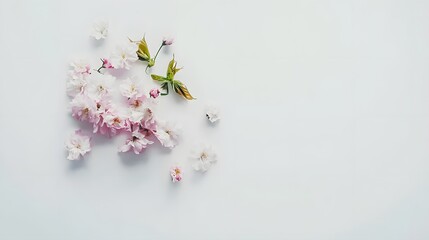 Elegant Pink Cherry Blossoms Spring Flower Flatlay