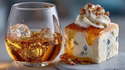 Glass of chilled ice wine elegantly paired with a delicious dessert