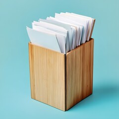 Organized Wooden Document Holder with Papers