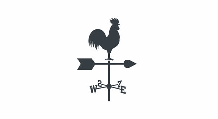 Obraz premium Vector rooster weather vane vector image for farm and agriculture with direction indicator clip art and symbol design