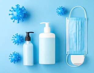Virus Prevention: Mask, Sanitizer, and Model Virus