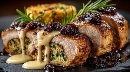 Tender Pork Tenderloin Stuffed with Rich Prune and Armagnac Flavor