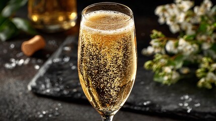 Exquisite Presentation of Icewine in Flute Glass with Clarity