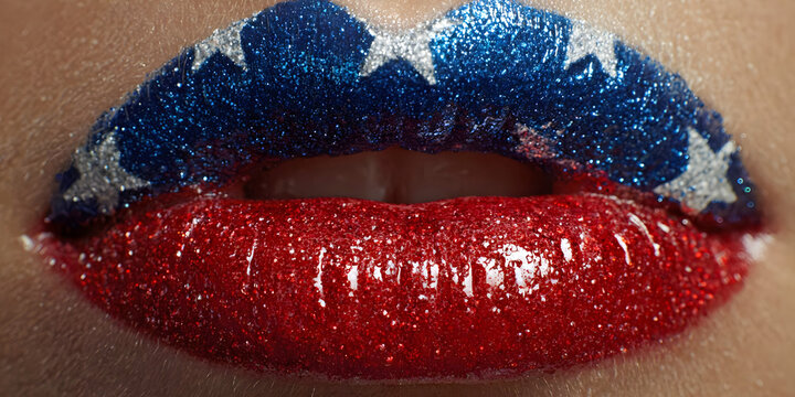 July the forth lips, ai generated. - Powered by Adobe