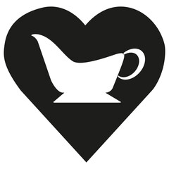 Sauce container icon. Heart shaped figure. Kitchen pouring object. Vector food ware concept.