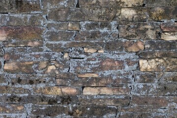 A wall with a lot of cracks and dirt on it