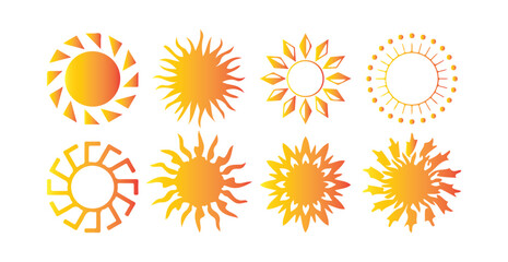 Sun Icons Collection. Sunset, Sunrise, and Daylight Symbols in Vibrant Vector Style. Victor illustration eps 10