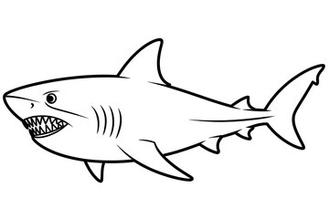 Fototapeta premium A great white shark, outlined in black. 