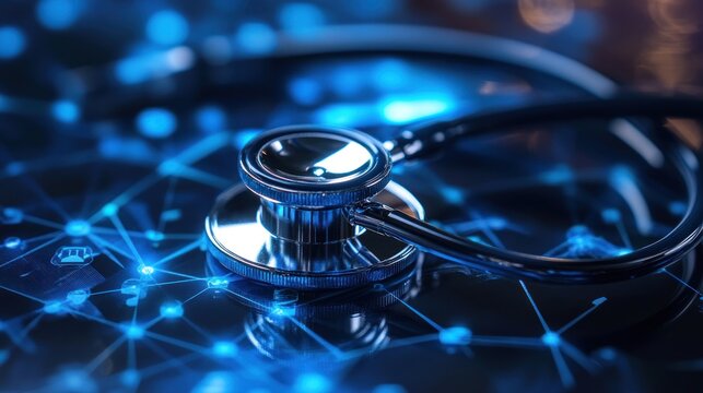 stethoscope resting on a circuit board symbolizing the integration of technology in healthcare providing a visual representation of digital health solutions and medical innovation