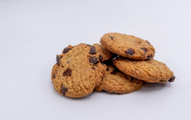 Delicious Stack of Freshly Baked Chocolate Chip Cookies, Ready for a Sweet Treat