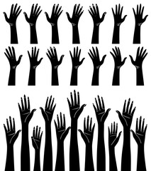 Elegant collection of 36 stylized female hands art deco inspired set girl pose woman women