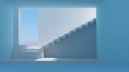 Fototapeta premium Minimalist D abstract staircase ascending into a surreal blank space