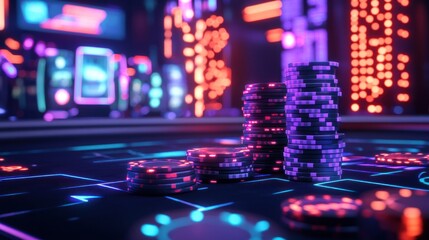 Fototapeta premium Futuristic casino table with poker chips